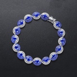 14k Gold 9.98 Ctw Natural Sapphire & Diamond Bracelet