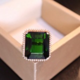 14k Gold 22.1 Ct Natural Tourmaline & Diamond Ring