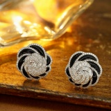 14k Gold 0.98 Ct Natural H Diamond & Flowers Earrings