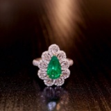 14k Gold 1.8 Ct Vivid Green Natural Emerald & Diamond Ring/pendant
