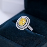 14k Gold 1.26 Ctw Natural Yellow Diamond & Diamond Ring