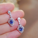 14k Gold 1.06 Ctw Natural Sapphire & Diamond Earrings