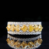 14k Gold 1.05 Ctw Natural Yellow Diamond & Diamond Ring