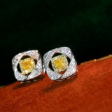 14k Gold 0.8 Ct Natural Color Diamond Earrings