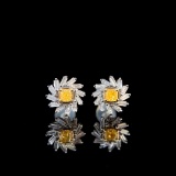 14k Gold 0.50 Ctw Natural Yellow Diamond & Diamond Earrings