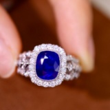 14k Gold 3.72 Ctw Natural Sapphire & Diamond Ring