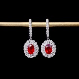 14k Gold 1.90 Ctw Natural Ruby & Diamond Earrings