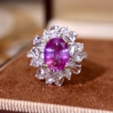 14k Gold 3.29 Ctw Natural Sapphire & Diamond Ring