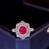 14k Gold 1.04 Ct Vivid Red Natural Ruby & Diamond Ring