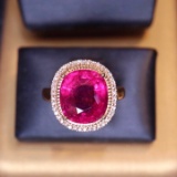 14k Gold 5.1 Ct Natural Tourmaline & Diamond Ring
