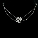14k Gold 0.45 Ct Natural H Diamond & Flowers Necklace