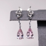 14k Gold 2.62 Ctw Natural Morganite & Diamond Earrings