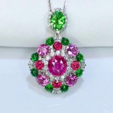 14k Gold 2.34 Ctw Natural Ruby & Diamond Pendant