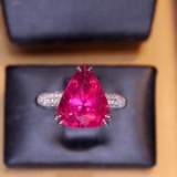 14k Gold 5 Ct Natural Tourmaline & Diamond Ring