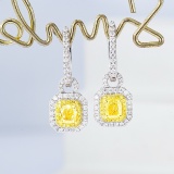 14k Gold 1.62 Ctw Natural Yellow Diamond & Diamond Earrings/pendant