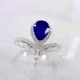 14k Gold 2.14 Ctw Natural Sapphire & Diamond Ring