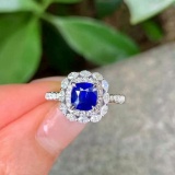 14k Gold 2.11 Ctw Natural Sapphire & Diamond Ring