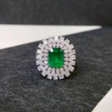 14k Gold 4.73 Ctw Vivid Green Natural Emerald & Diamond Ring/pendant
