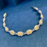 14k Gold 4.69 Ctw Natural Yellow Diamond & Diamond Bracelet