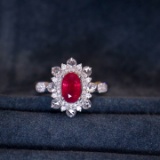 14k Gold 0.91 Ct Vivid Red Natural Ruby & Diamond Ring