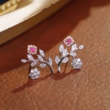 14k Gold 0.90 Ctw Natural Pink Diamond & Diamond Earrings