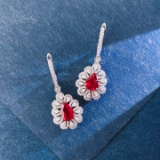 14k Gold 2.91 Ctw Natural Ruby & Diamond Earrings