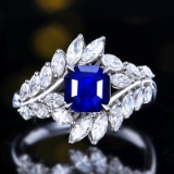 14k Gold 2.87 Ctw Natural Sapphire & Diamond Ring