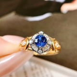 14k Gold 0.92 Ctw Natural Sapphire & Diamond Ring