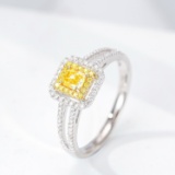 14k Gold 0.39 Ctw Natural Yellow Diamond & Diamond Ring