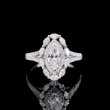 Gia Certified 14k Gold 1.16 Ctw Natural F Si2 Marquise Diamond Ring/pendant