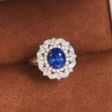 14k Gold 3.30 Ctw Natural Sapphire & Diamond Ring