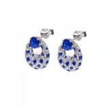 14k Gold 1.53 Ctw Natural Sapphire & Diamond Earrings