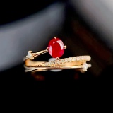 14k Gold 0.6 Ctw Natural Ruby & Diamond Ring
