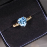 14k Gold 2.38 Ct Natural Aquamarine & Diamond Ring