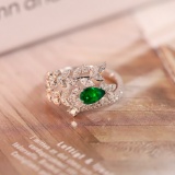 14k Gold 1.03 Ctw Vivid Green Natural Emerald & Diamond Ring