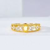 14k Gold 0.65 Ctw Natural Yellow Diamond & Diamond Ring