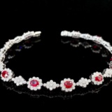 14k Gold 3.67 Ctw Natural Ruby & Diamond Bracelet