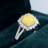 14k Gold 1.77 Ctw Natural Yellow Diamond & Diamond Ring