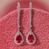 14k Gold 0.82 Ctw Natural Ruby & Diamond Earrings