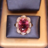 14k Gold 6.62 Ct Natural Tourmaline & Diamond Ring