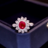 14k Gold 0.88 Ct Vivid Red Natural Ruby & Diamond Ring