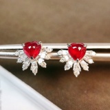 14k Gold 1.48 Ctw Natural Ruby & Diamond Earrings