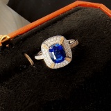 14k Gold 1.60 Ct Natural Sapphire & Diamond Ring