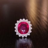 14k Gold 8.41 Ct Natural Tourmaline & Diamond Ring