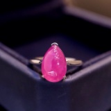 14k Gold 5.2 Ct Natural Ruby & Solitaire Ring