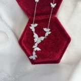 14k Gold 0.48 Ct Natural H Diamond & Butterfly Necklace