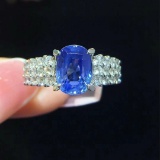 14k Gold 4.33 Ctw Natural Sapphire & Diamond Ring