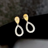 14k Gold 0.50 Ctw Natural Yellow Diamond & Diamond Earrings