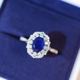 14k Gold 1.69 Ctw Natural Sapphire & Diamond Ring