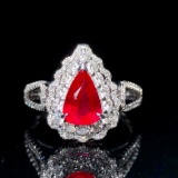 14k Gold 1.89 Ctw Natural Ruby & Diamond Ring/pendant